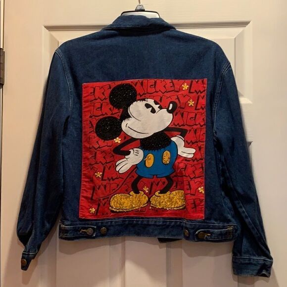 Vintage Mickey Mouse Beaded Jean Jacket - Picture 1 of 5